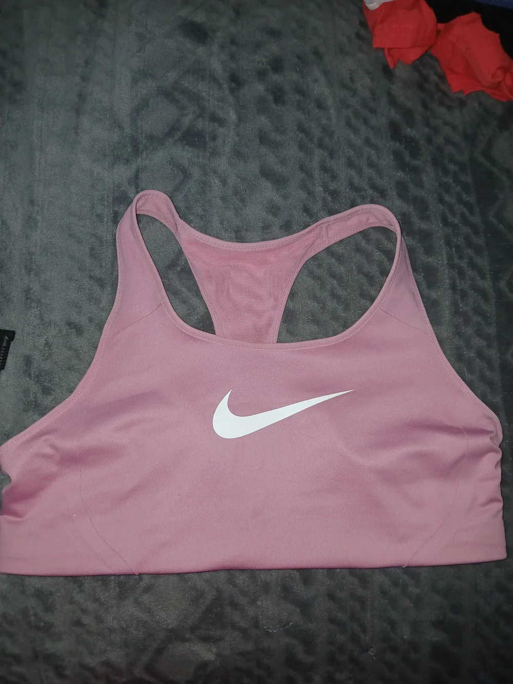 Nike Pink Racerback Sports Bra with White Swoosh